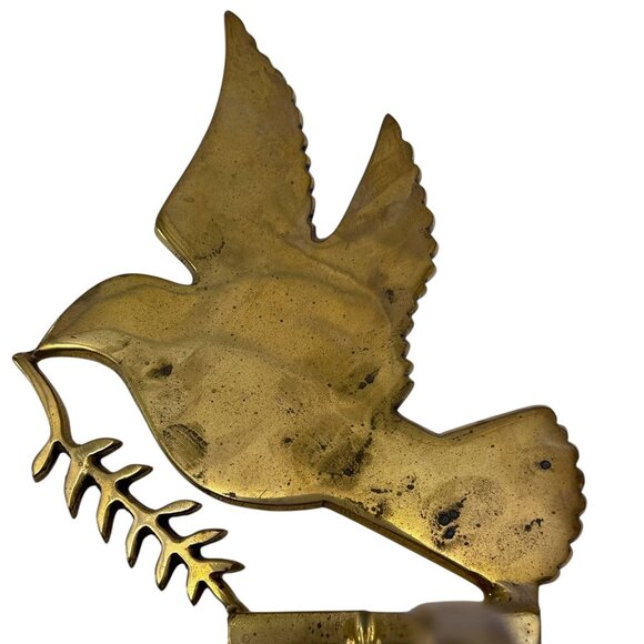 Christmas Stocking Holder Holiday Dove Heavy Solid Brass Christmas Mantle Decor - Picture 2 of 9